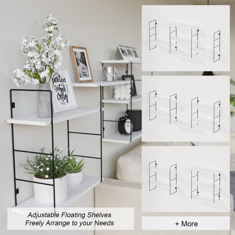 Aadrith 5 Piece Pine Floating Shelf, White