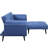 2 - Seat Adjustable Blue Fabric & With Kd Back Legs, Tight Cushion, 17" Height, 25" Armrest Height Pocket Coil Seat, Button , Convertible Function