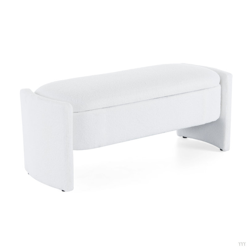 Elegant Long - Shaped Storage Ottoman Bench With Simple And Grand Design, White