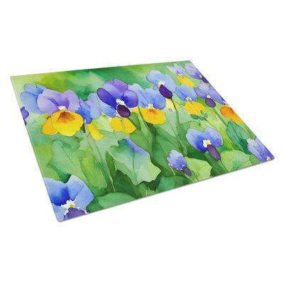 Illinois Violet in Watercolor Glass Cutting Board Large