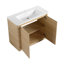 Meuble-lavabo autoportant avec lavabo en céramique blanche et 2 portes à fermeture douce-2122979263-2128973794