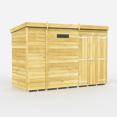 9ft x 4ft Pent Security Shed - Double Door