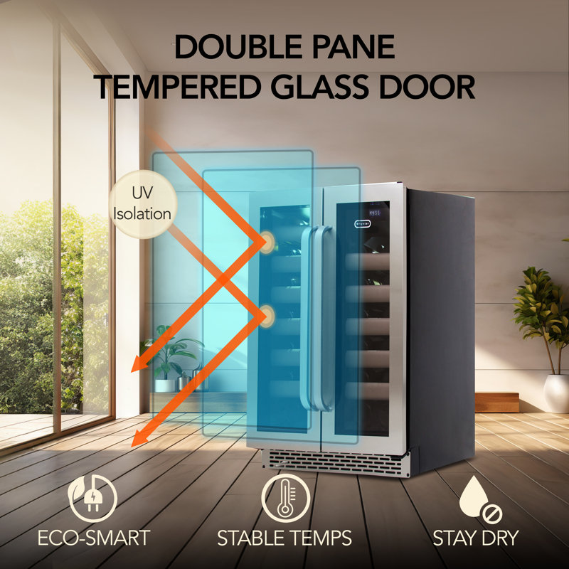 Whynter Elite 24'' width 40 Bottle Dual Zone Wine Refrigerator with Seamless Stainless Steel Door