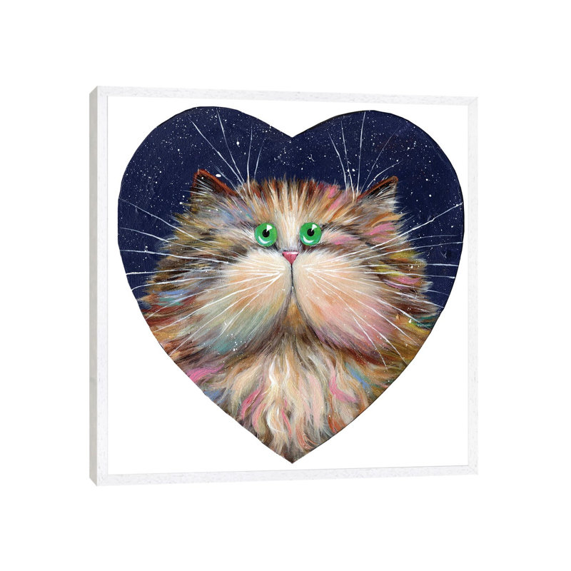 Heart Candy Cat by Kim Haskins - Print on Canvas, White Framed, 45.72 cm H x 45.72 cm W
