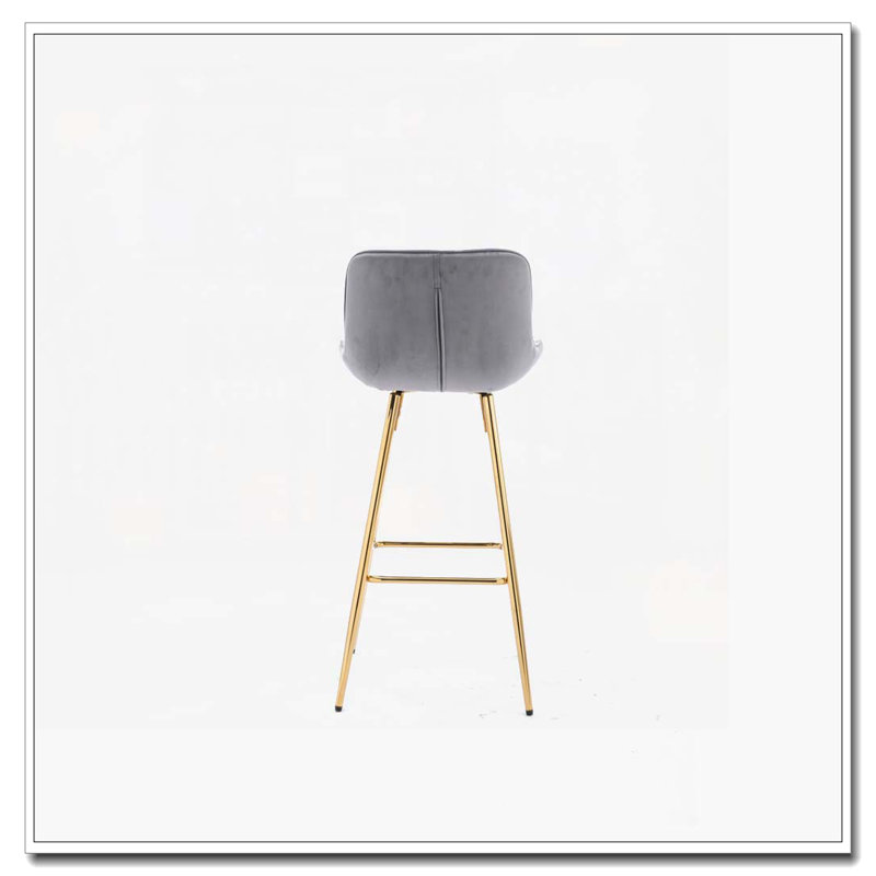 Ensemble de 2 tabourets de bar avec repose-pieds chromé, Gris, Tabouret de comptoir (siège d'une hauteur de 26 p