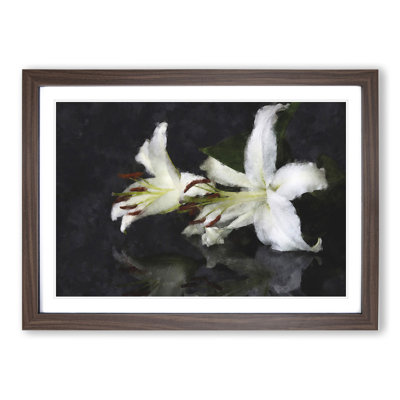 White Lily Flowers Painting - Picture Frame Graphic Art