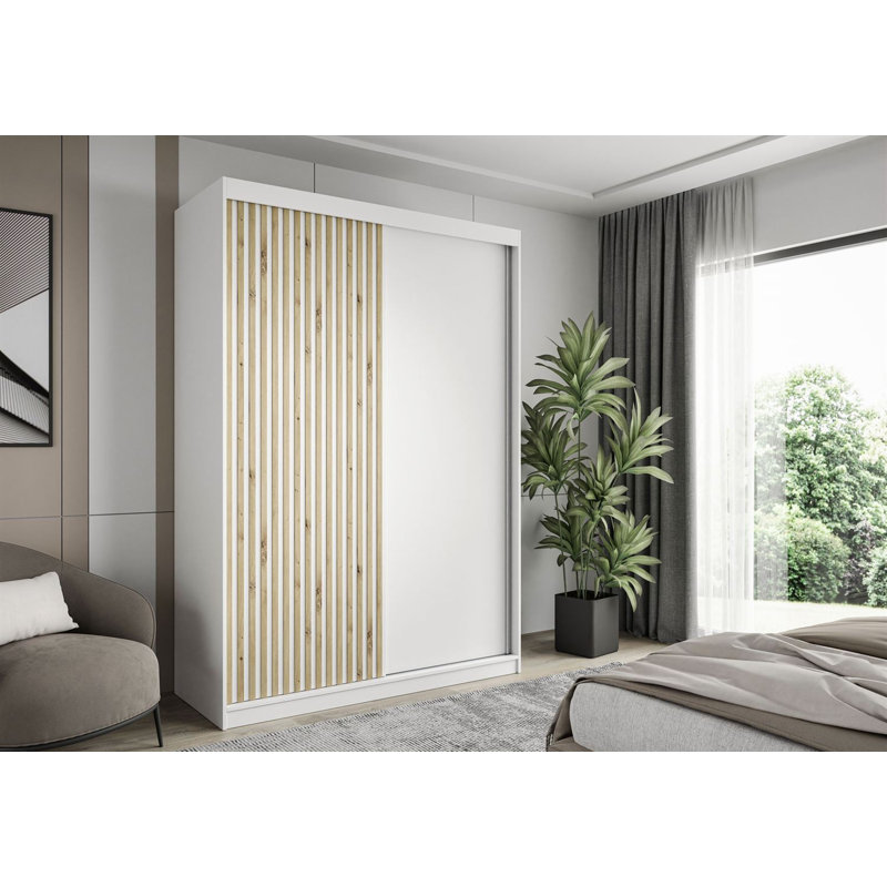 Nobuyasu 2 Door Manufactured Wood Wardrobe, White