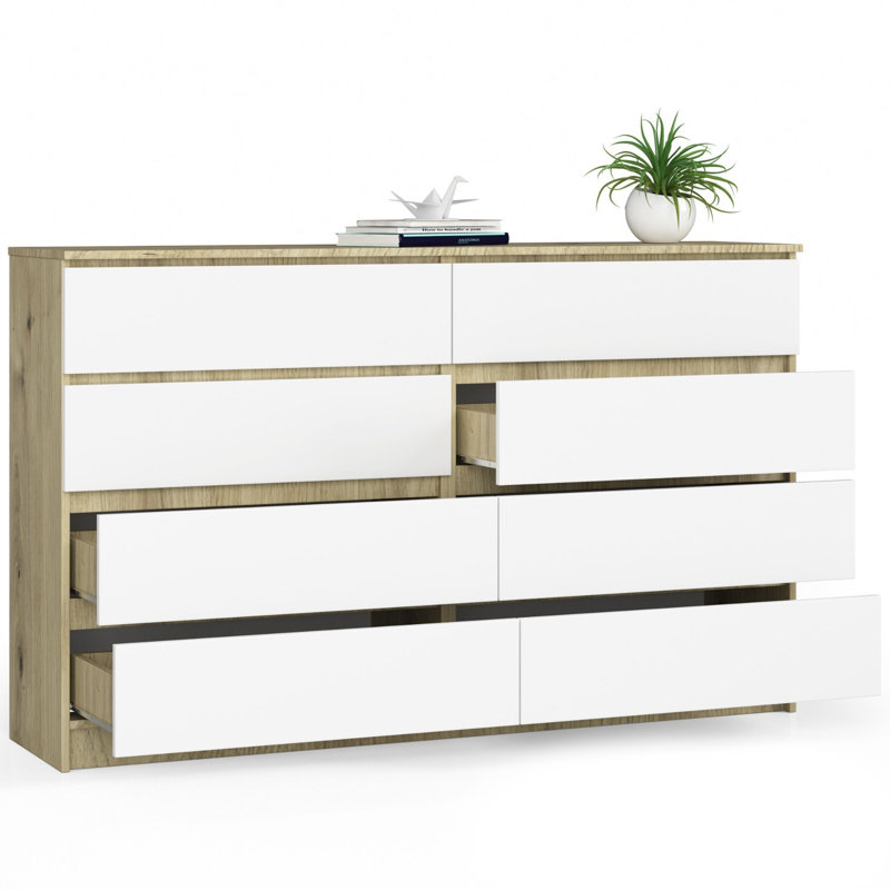 Helbon 8 - Drawer Chest of Drawers, Artisan oak/White