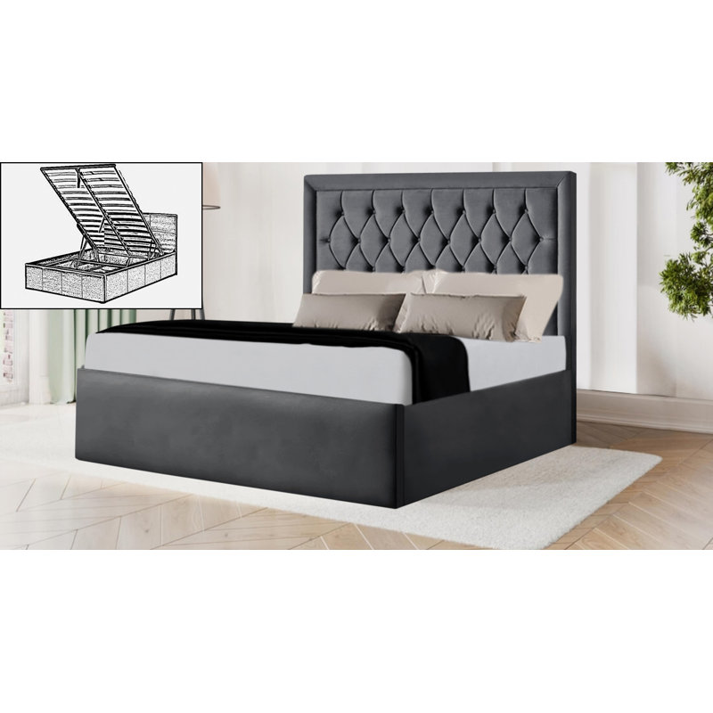 Arteaga Upholstered Ottoman Storage Bed, Steel Grey, Super King (6')