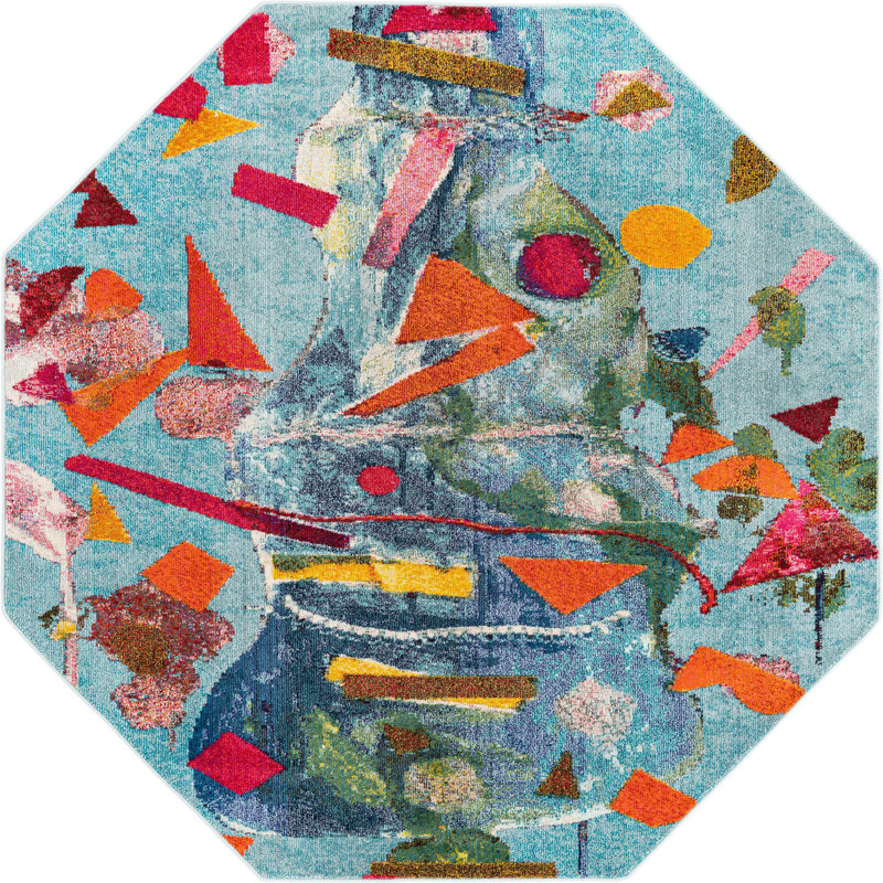 Azelea Abstract Indoor Rug, Octagon 7'
