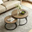 Table d'appoint 2 pièces ronde avec structure en métal et tables d'appoint en bois-543361797-550080725