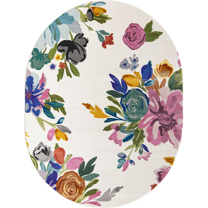 Floral Indoor Rug, Oval 7'10" x 10'