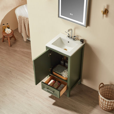 Fully Assembled 18'' Freestanding Single Bathroom Vanity With Top