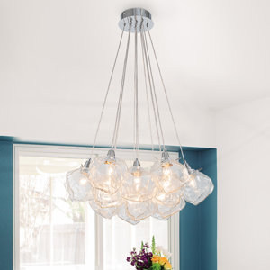 Nahlen 13-Light Dimmable Cube Glass Chandelier