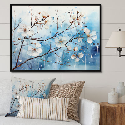 "Blue Blossom On Winter Scenery II", reproduction d'art sur toile
