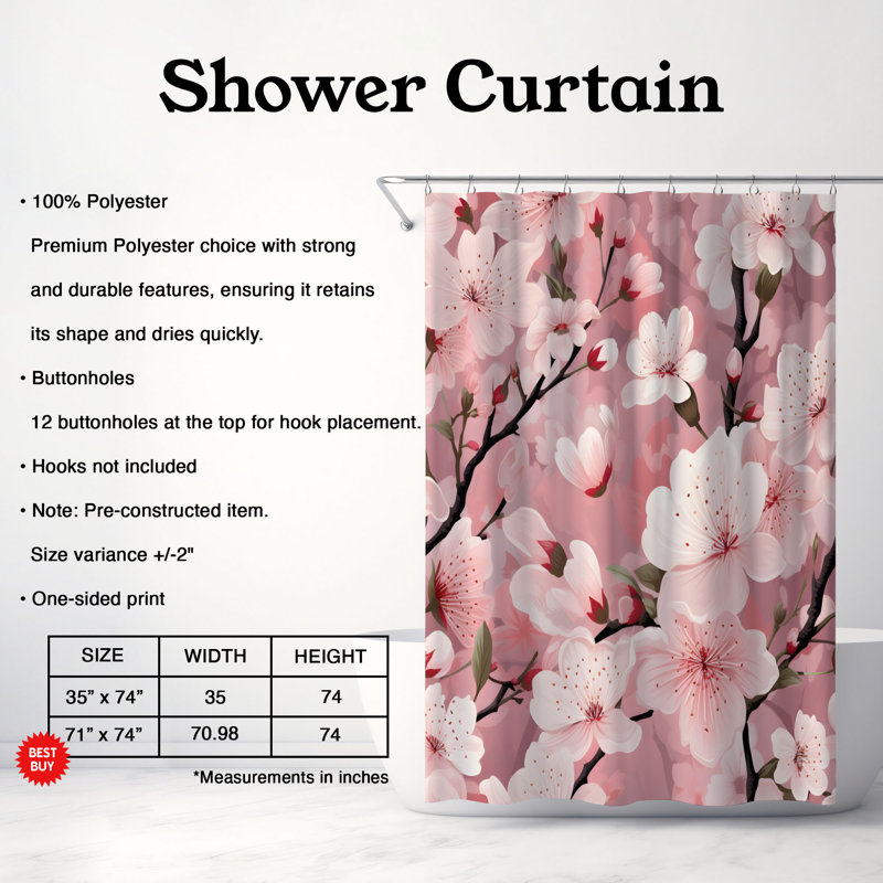 Blossom Beauty - Premium Shower Curtain, 74"H x 71"W