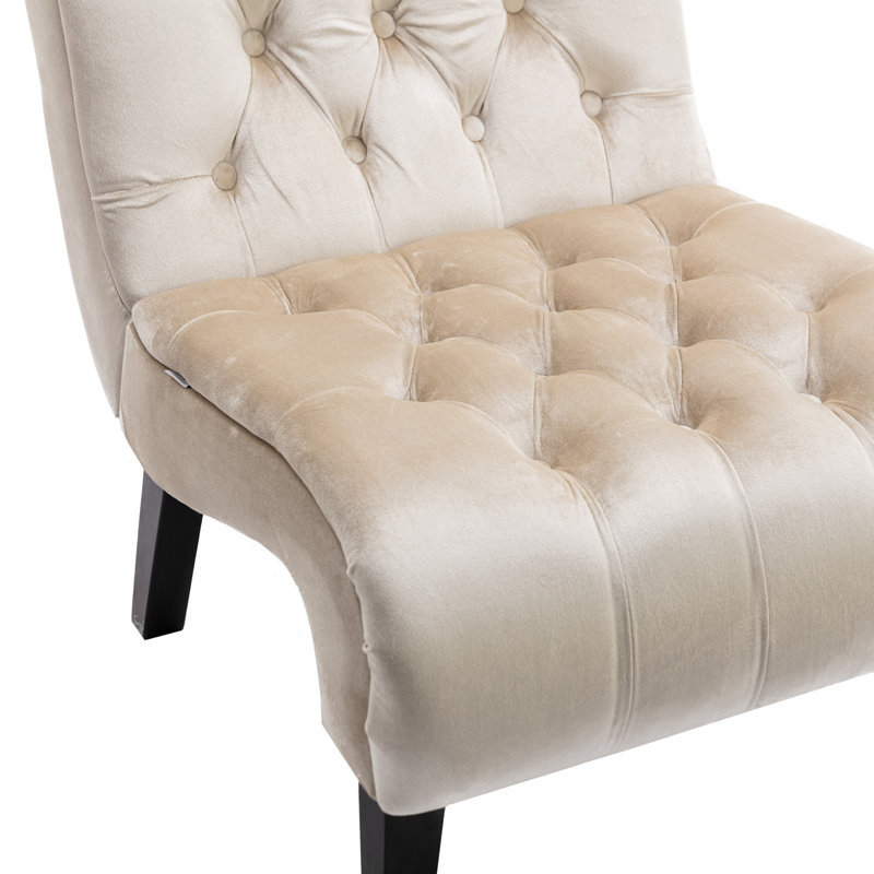 Javita 22.83'' Wide Modern Armless Accent Living Room Chair / Leisure Chair,Upholstered Fabric Button Comfortable Chair with Wooden Legs