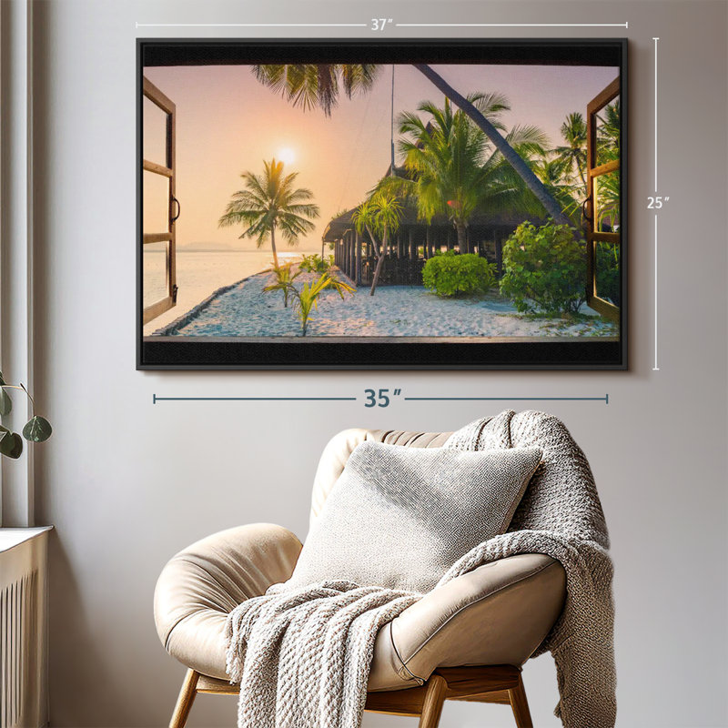 Plage «Window To Serene Beach Wall Art», H 25 po x l 37 po