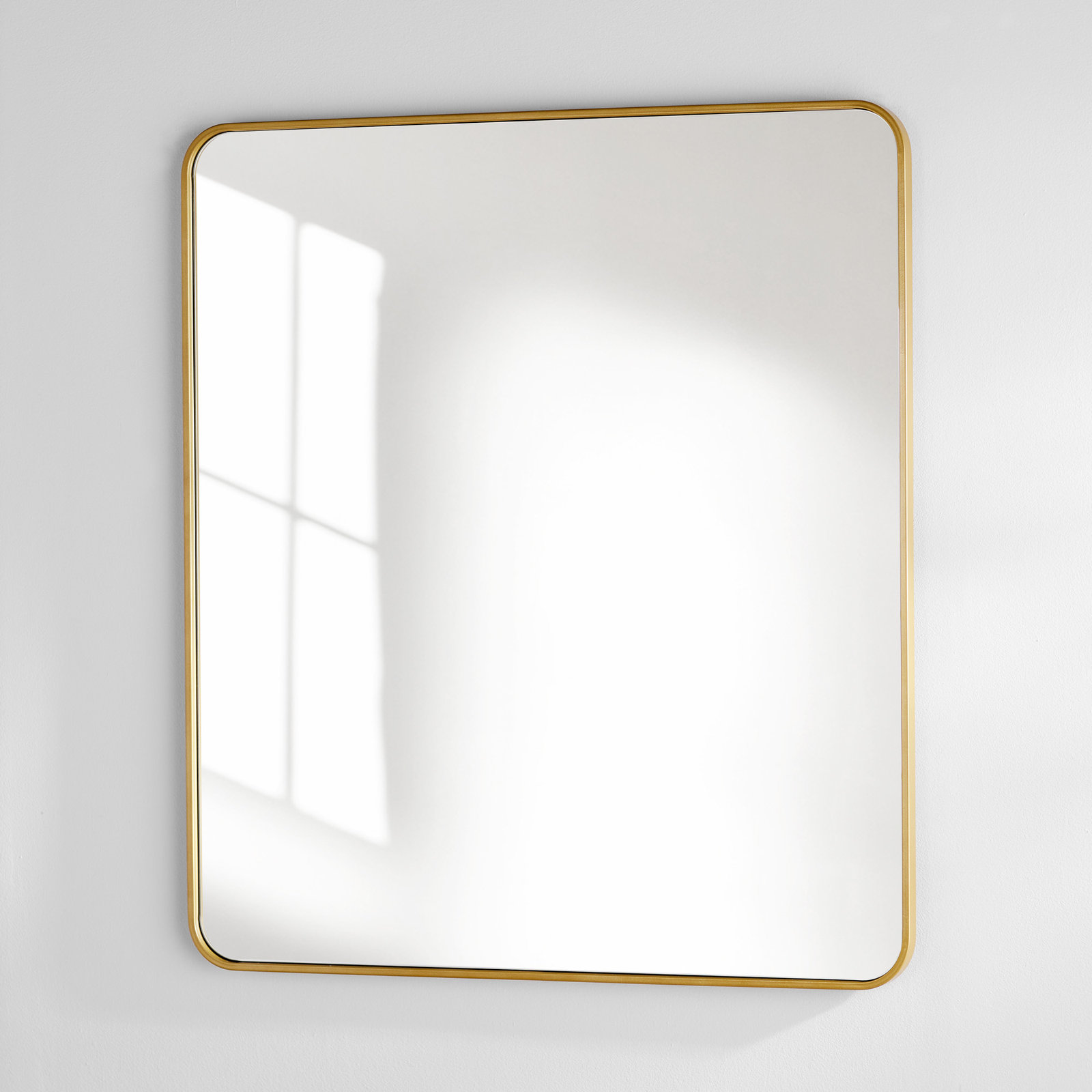 Sabine Metal Rounded Rectangle Wall Mirror, 40" x 36", Brass