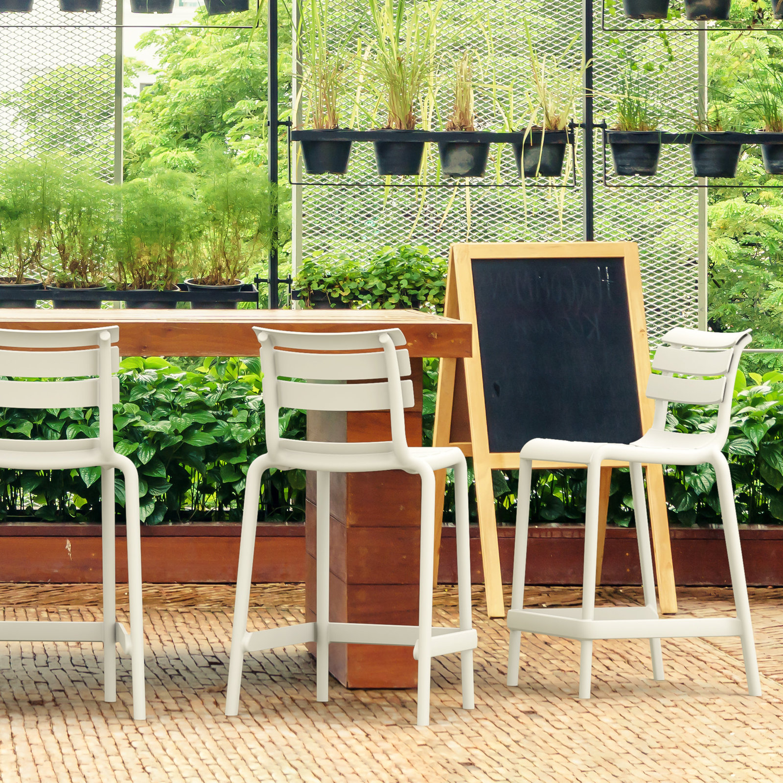 Ruta Outdoor Counter Stool, 25.60", White