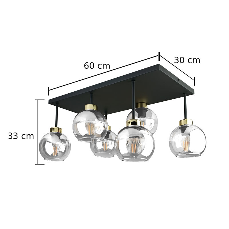 Alexender Glass Semi Flush Mount, Gold, Clear