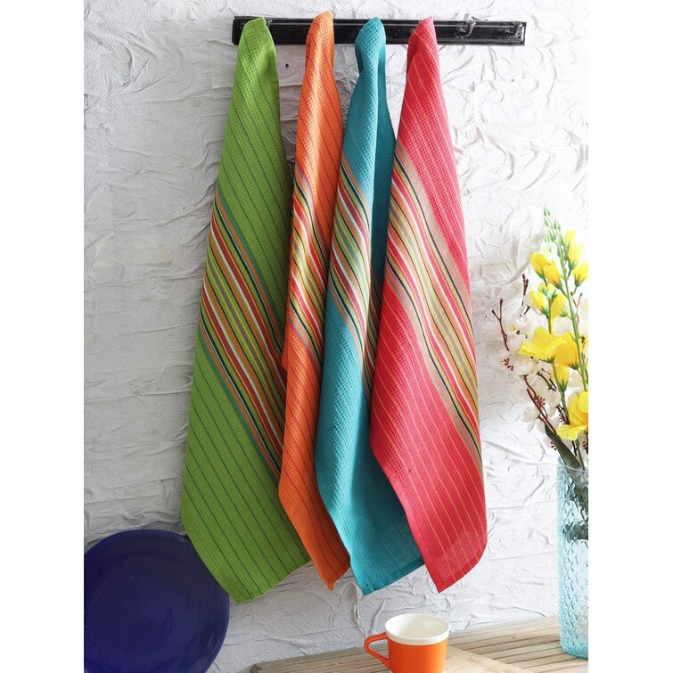 Bright Stripes Waffle Dish Towel Set