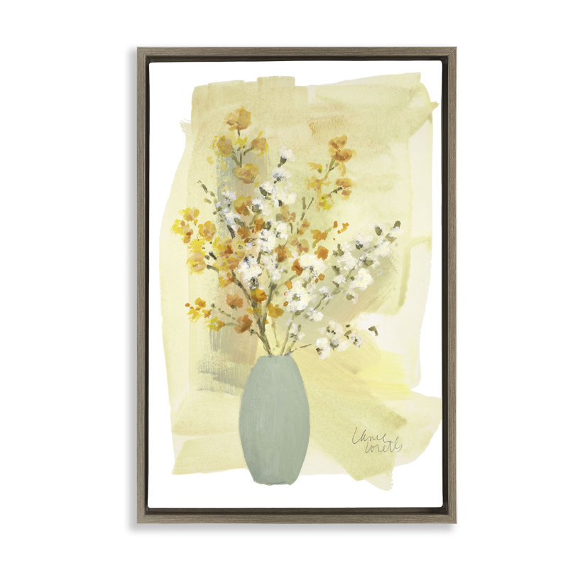 «Wildflowers Bloom Blue Vase» par Lanie Loreth, Cadre flottant orme Montalcino, H 31 po x l 21 po