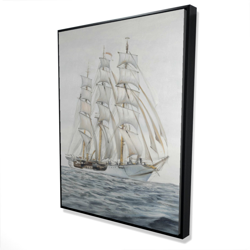 Ship By A Cloudy Day Print On Canvas