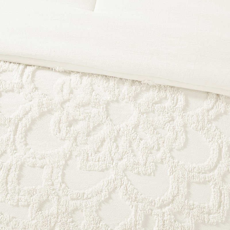 3 édredons en chenille - édredon 100% coton pour quatre saisons, Blanc cassé, Édredon grande + 2 pièces supplémentaires