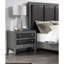 Table de chevet de chambre à coucher en gris - 2 tiroirs, revêtement en similicuir, 2 armoires au look moderne, placage de bouleau