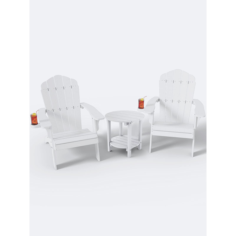 Oversized Adirondack 3 Piece Seating Group, White