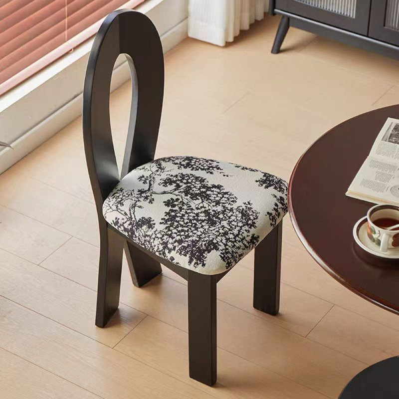 Blevins Chair, Motif floraux gris, Noir