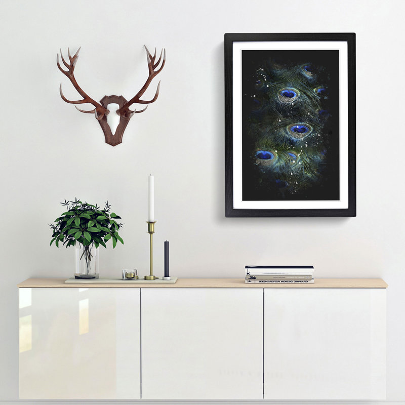The Feathers of a Peacock - Framed Print, Black Framed, 33cm H x 24cm W x 2cm D