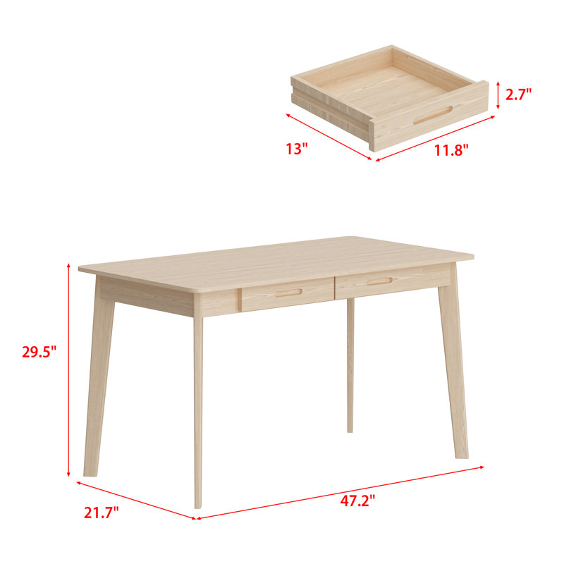 Table de salle à manger l 47,2 po avec 2 tiroirs, Ronce de bois, Ronce de bois