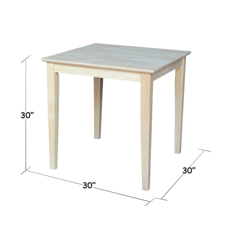 Calumet Heimann Solid Wood Dining Table, 30" H x 30" L x 30" W, Unfinished