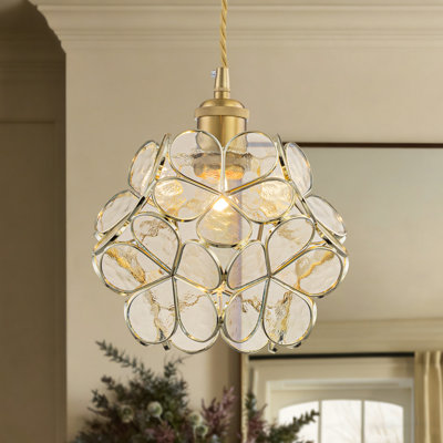 Luminaire suspendu floral en verre 1 lumière Pasillas pour salle à manger