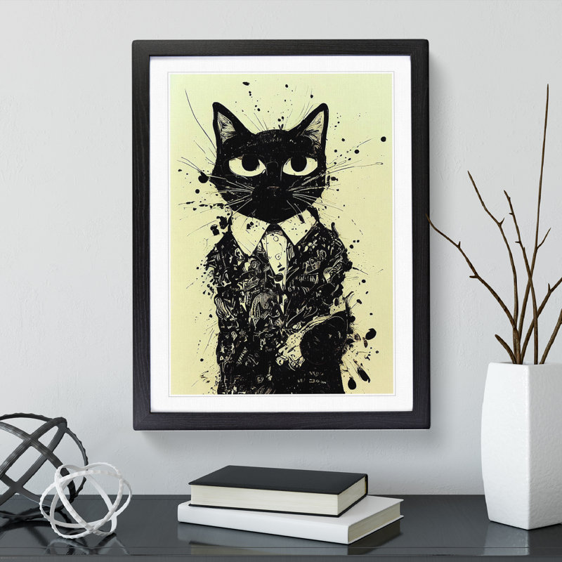 Cat Graffiti No.3 - Single Picture Frame Print, Black Framed, 34cm H x 25cm W x 2cm D