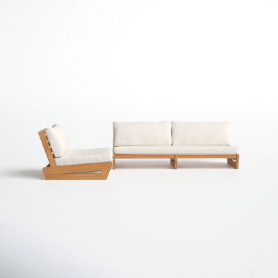 Despina Teak 3 - Person Patio Conversation Sets with Cushions