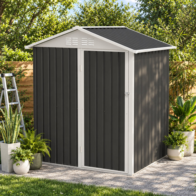 5 x 4 ft Metal Outdoor Storage Shed with Hinged Doors, Weather Resistant Metal Garden Shed