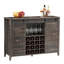 Armoire à café 47 po - porte-verres à vin, porte de grange coulissante, buffet de rangement de style campagnard pour salle à manger et cuisine, chêne rustique-129879722