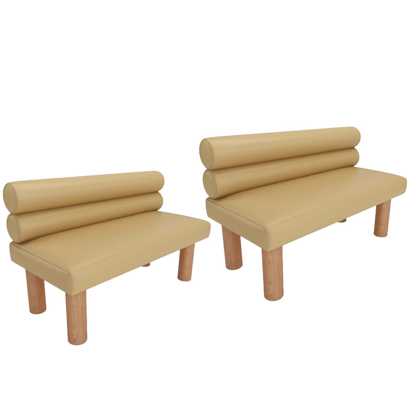 Ensemble de bancs rembourrés en similicuir jaune clair, Jaune clair