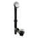 14" Black Polypropylene Tip-Toe Bathtub Leg Drain Assembly with 2-Hole Overflow