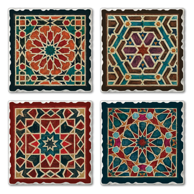 Paquet de 4 sous-verres géométriques à motif géométrique
