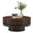 Fluted Drum Round Coffee Table, Wood Veneer Mid-Century Modern Center Table with Black Walnut Accent-1543044798