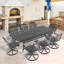 Ensemble repas 9 pièces pour patio d'extérieur en fonte d'aluminium avec chaises pivotantes, coussins et trou pour parasol
