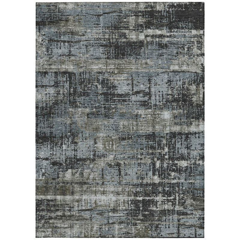 3' X 5' Charcoal And Gray Geometric Washable Indoor Outdoor Area Rug