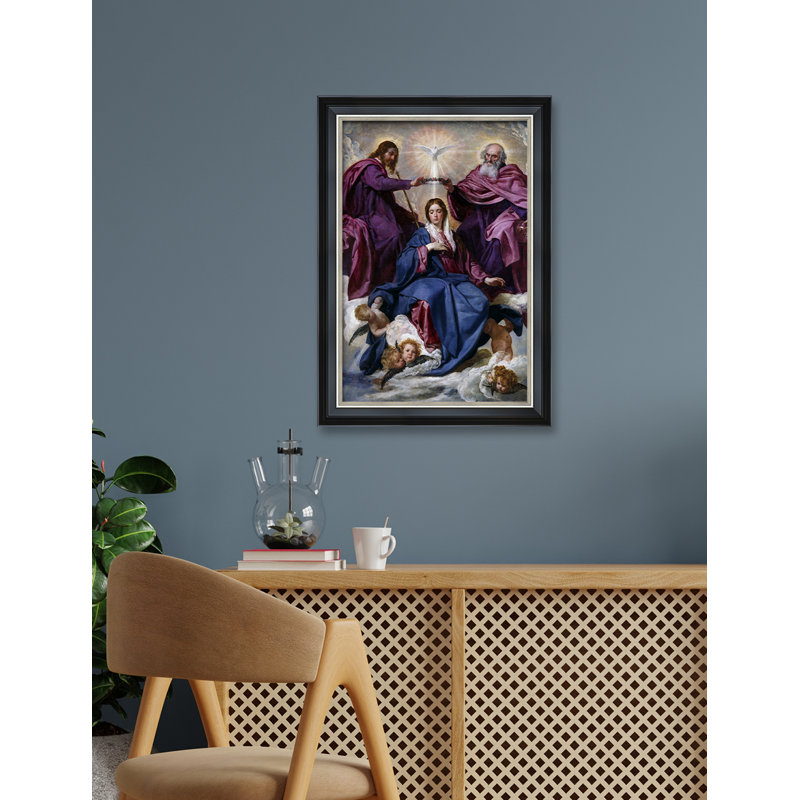 Coronation de la Vierge par Diego Velazquez, toile de coton sans acide par Giclee Prints for Home, Cadre photo noir