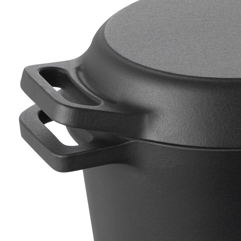 Batterie de cuisine robuste en fonte émaillée avec poignées de couvercle, 3,5 pintes, noir
