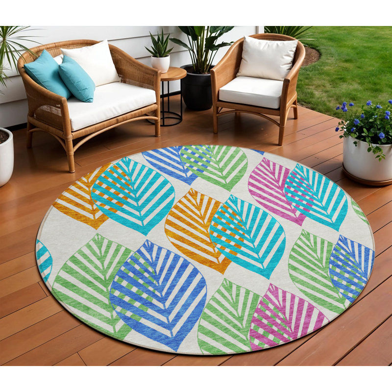 Tapis rond bleu 8 po