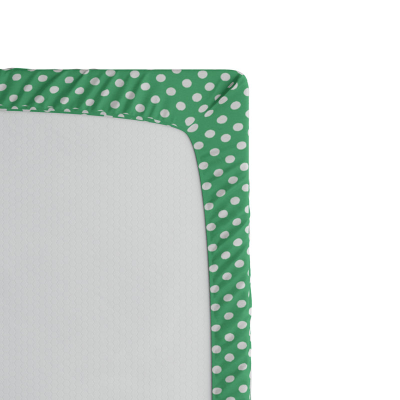 Microfiber Fitted Sheet, Twin Fitted Sheet, Green Polka Dots